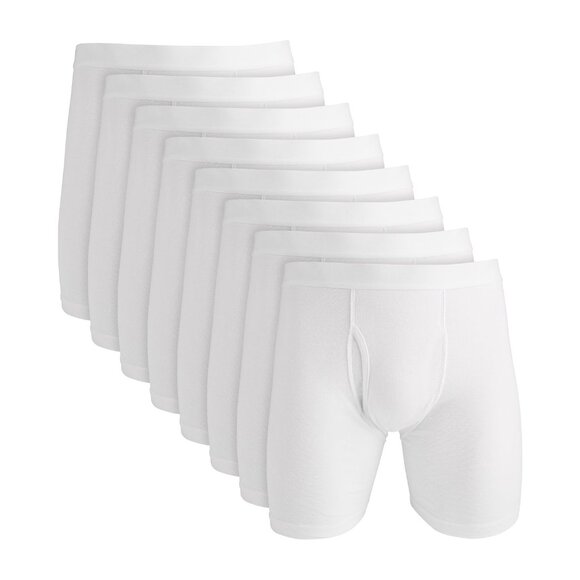 Club Room Men's Boxer Briefs, 8-Pack White S B4HP - Picture 1 of 2